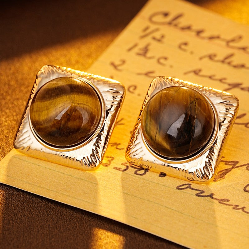 S4963E1 Tiger's Eye Earrings Stud Ear Accessories fine handmade gifts