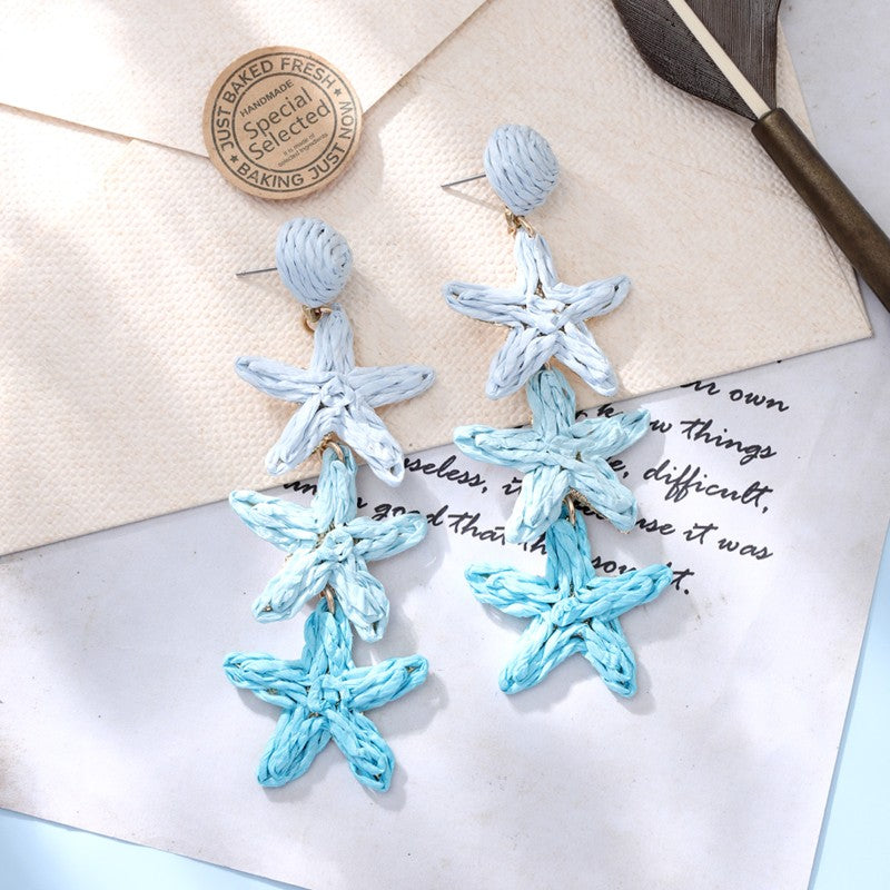 S5153E1 A Starfish Kissed by the Sky and the Sea Earrings Stub Ear Accessiories