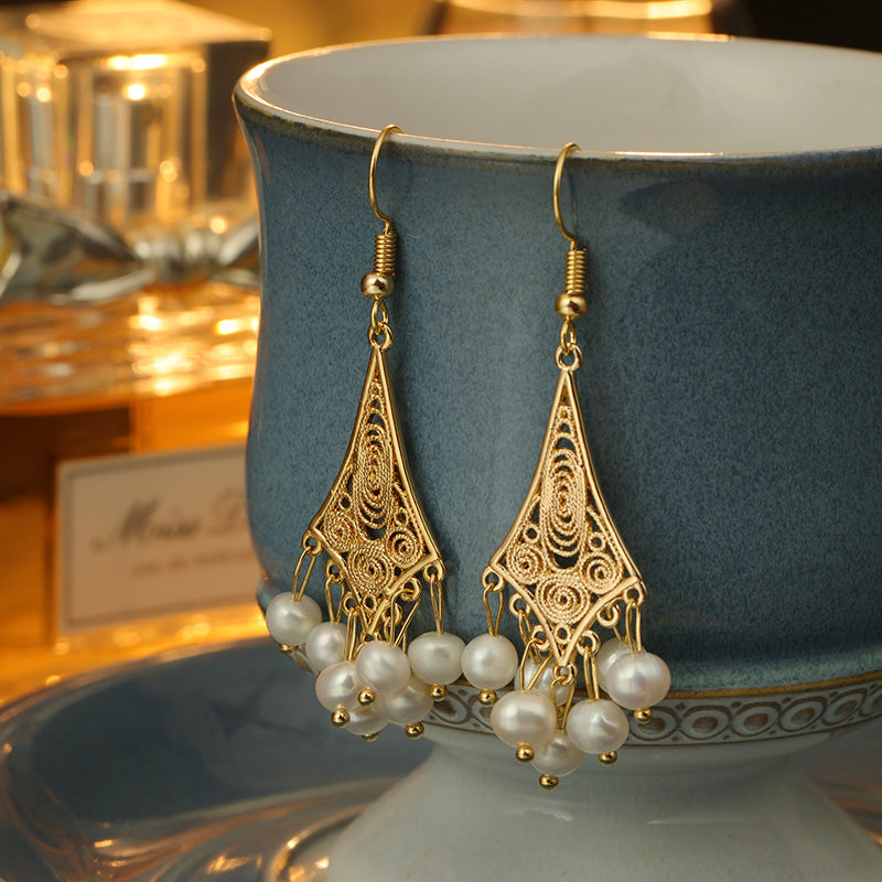 S4700E1 Pearl Earrings Stud Ear Accessories with tassels fine handmade gifts