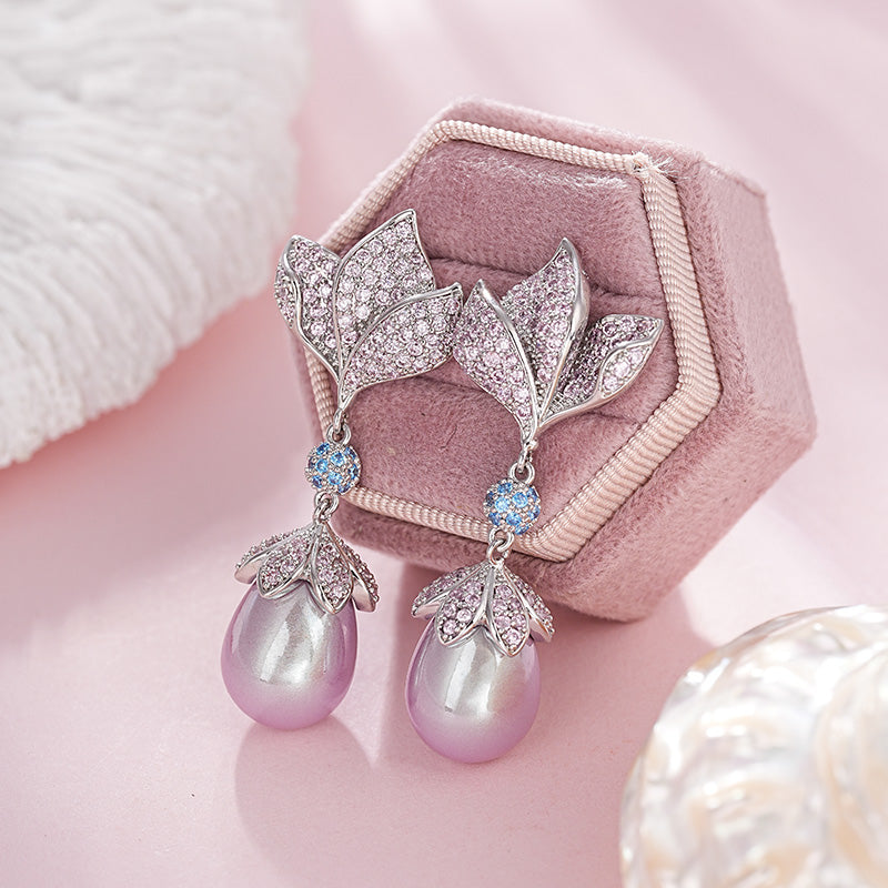 S5057E1 Iridescent Flower Shadow Earrings