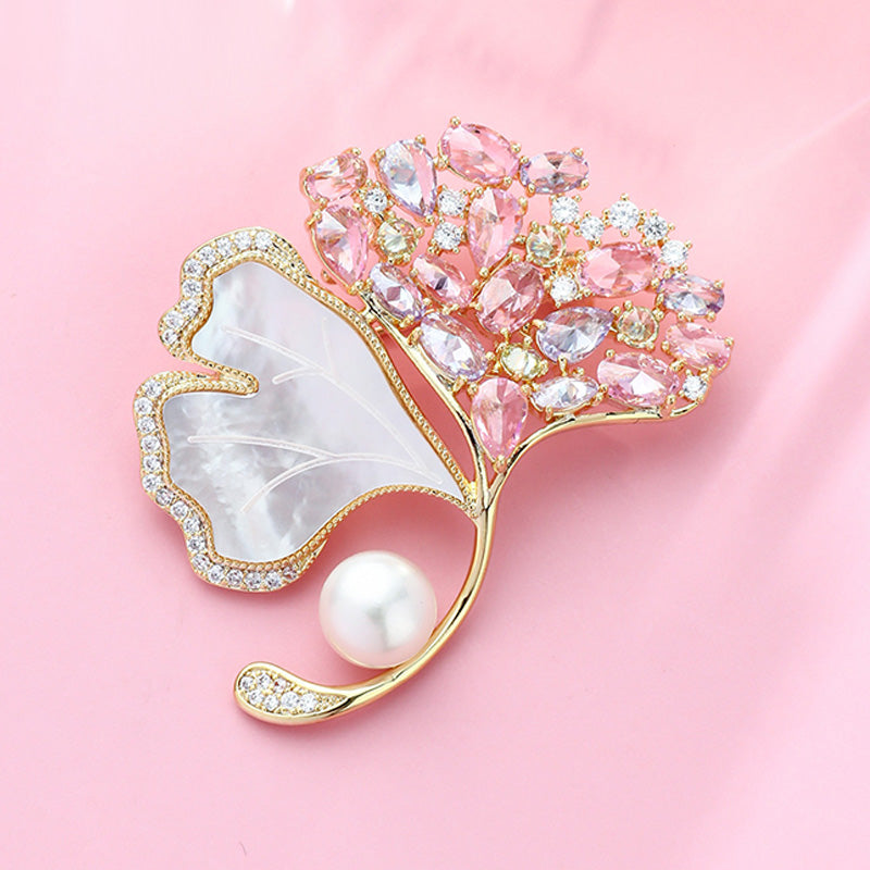 S2424B1 Ginkgo Pearl brooch