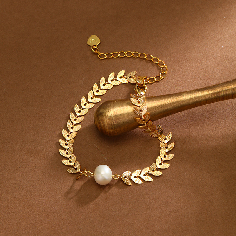 S2153C1 Pearl Bangle Hand Chain Bracelet simple elegant fine handmade gifts