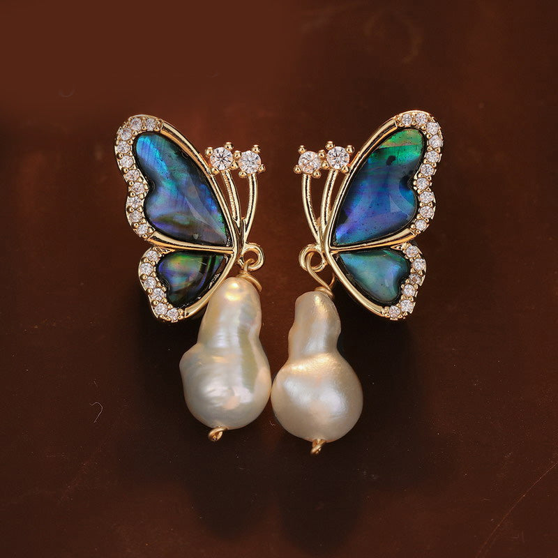 S4698E1 Pearl butterfly Earrings Stud Ear Accessories fine handmade gifts