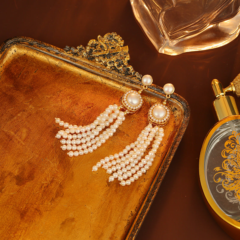 S4599E1 Pearl Long Earrings Stud Ear Accessories with tassels fashion handmade gifts