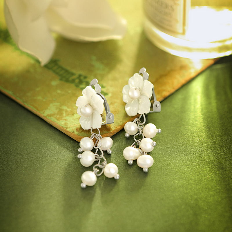 S4278E2 Pearl Flower Earrings Stud Ear Accessories fine handmade gifts