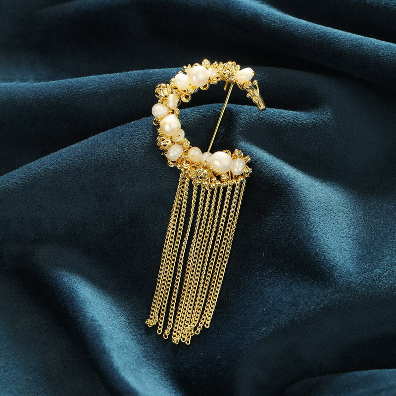 S2281B1 pearl brooch Scarf Buckle with tassels fine handmade gifts