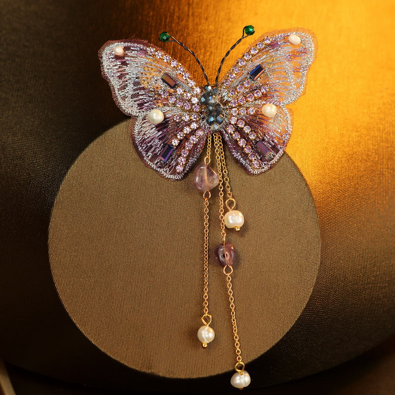 S2312B1 pearl butterfly brooch Scarf Buckle fine handmade gifts