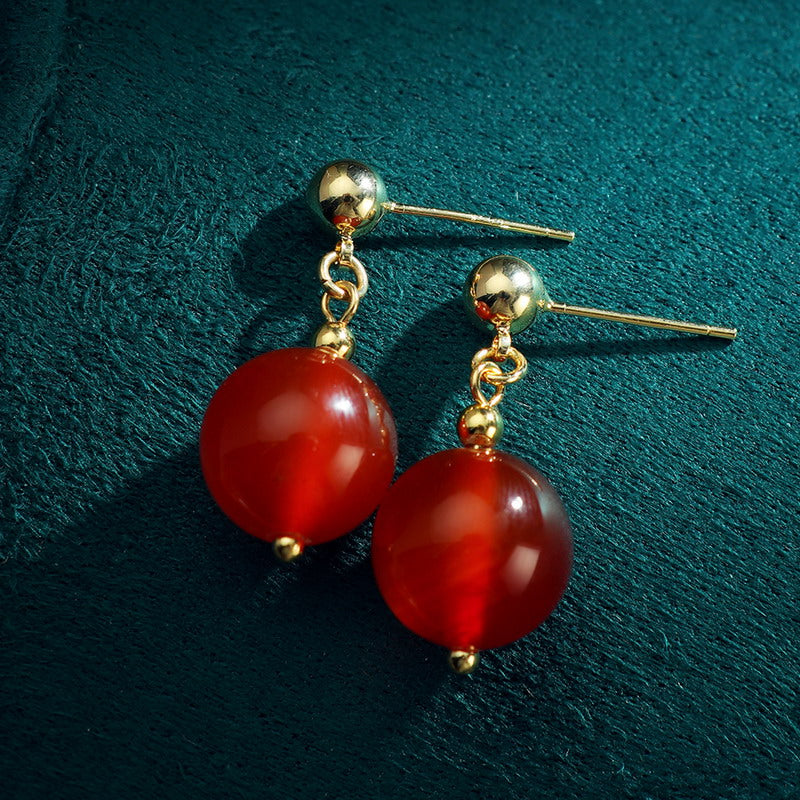 S4819E1 Pure Red Agate Stud Earrings  Ear Accessories fine handmade gifts