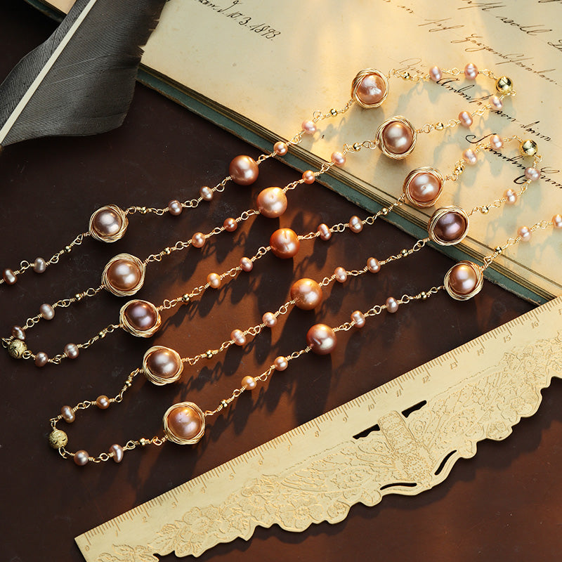 S2776N1 Pearl Sweater Chain Long Necklace fashion handmade gifts