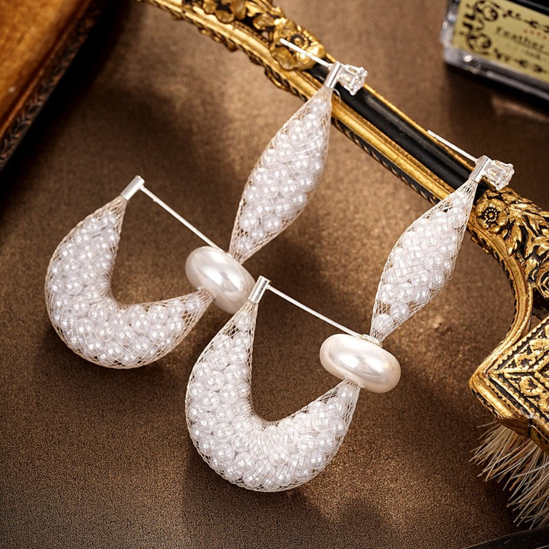 S5031E1 Earrings Stud Ear Accessories Platinum Feather Grace