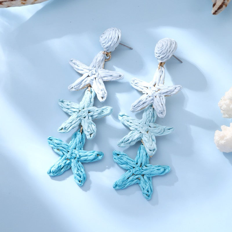 S5153E1 A Starfish Kissed by the Sky and the Sea Earrings Stub Ear Accessiories