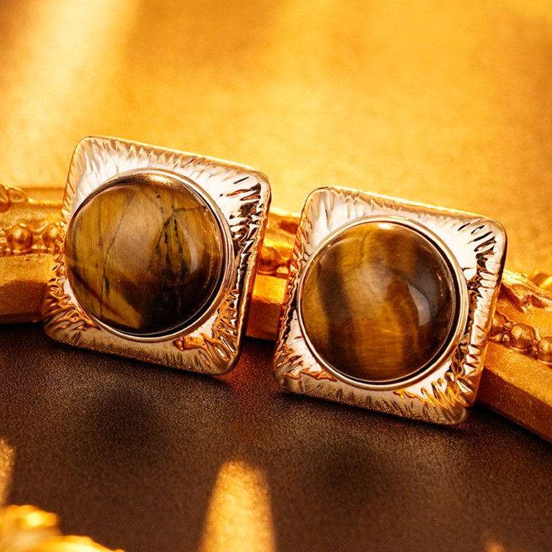 S4963E1 Tiger's Eye Earrings Stud Ear Accessories fine handmade gifts
