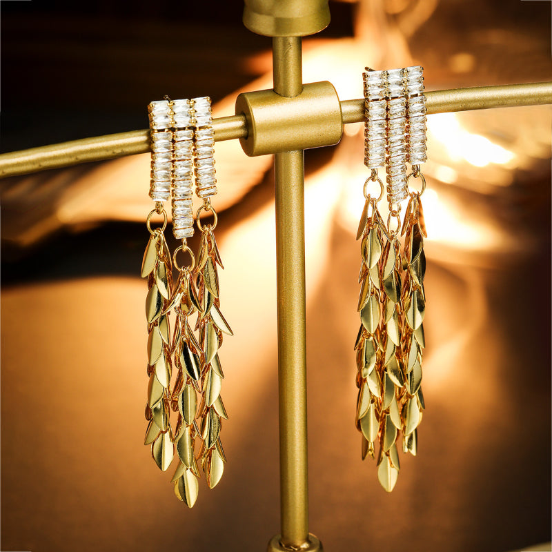 S4899E1 Long  Earring Stud Ear Accessories with tassels fine handmade gifts