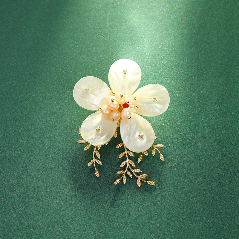 S2349B1 Pearl Flower Brooch Scarf Buckle fine handmade gifts