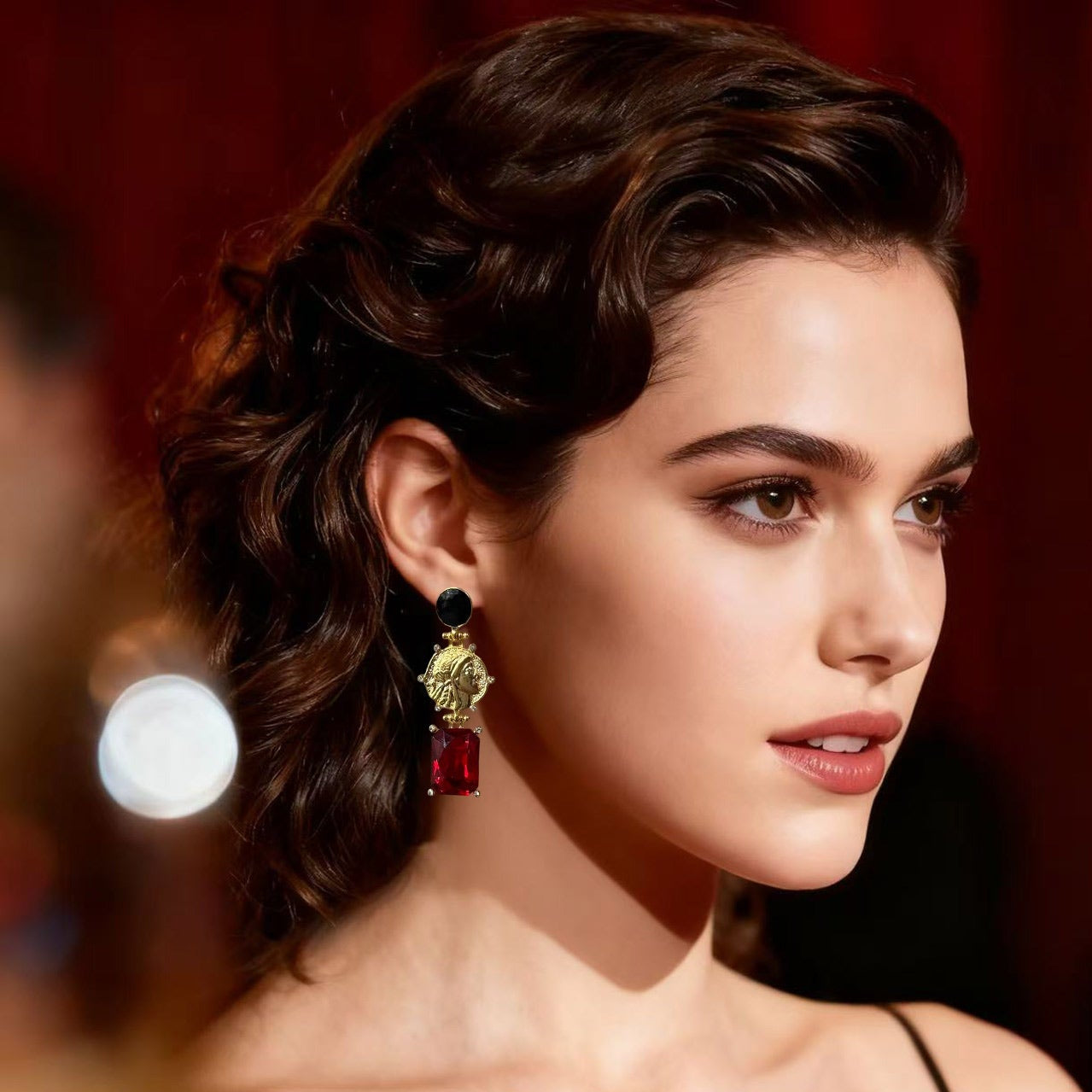 S5053E1 Earrings Stud Ear Accessories Fiery Gold Shadow