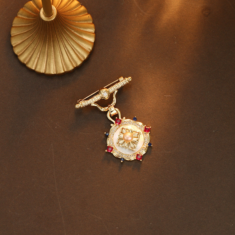 S2342B1 Pearl Brooch Scarf Buckle fine handmade gifts
