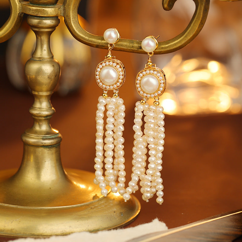 S4599E1 Pearl Long Earrings Stud Ear Accessories with tassels fashion handmade gifts