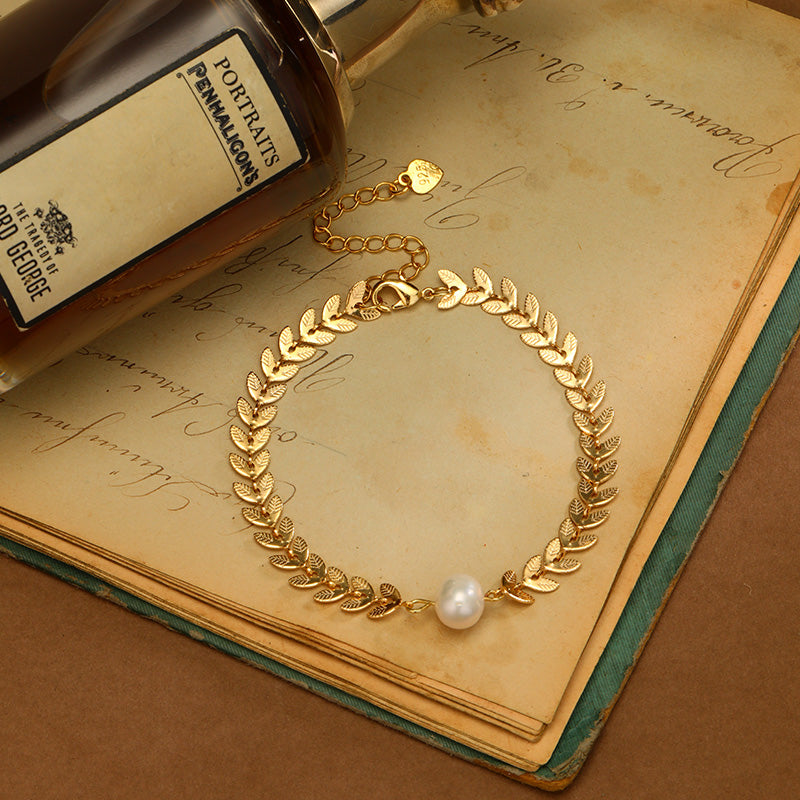 S2153C1 Pearl Bangle Hand Chain Bracelet simple elegant fine handmade gifts