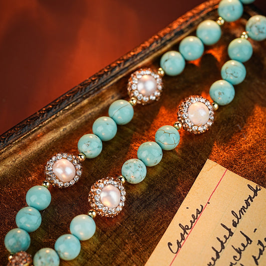 S2684N1 Magnesite ore pearl Sweater Chain Long Necklace Choker fine handmade gifts