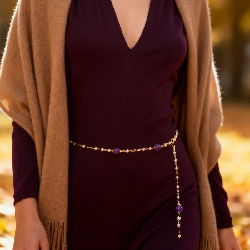 S2994N1 Amethyst Necklace Sweater Long Chain Choker Gift