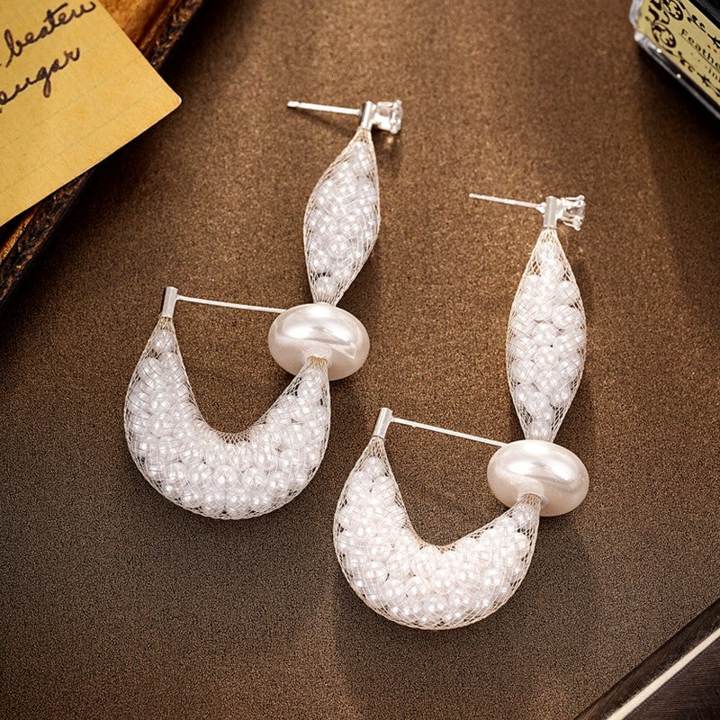S5031E1 Earrings Stud Ear Accessories Platinum Feather Grace