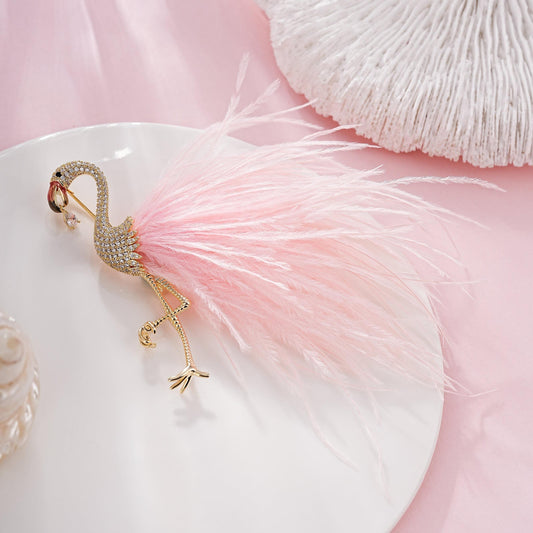 S2375B1  Scarf Buckle Flower Brooch Flamingo