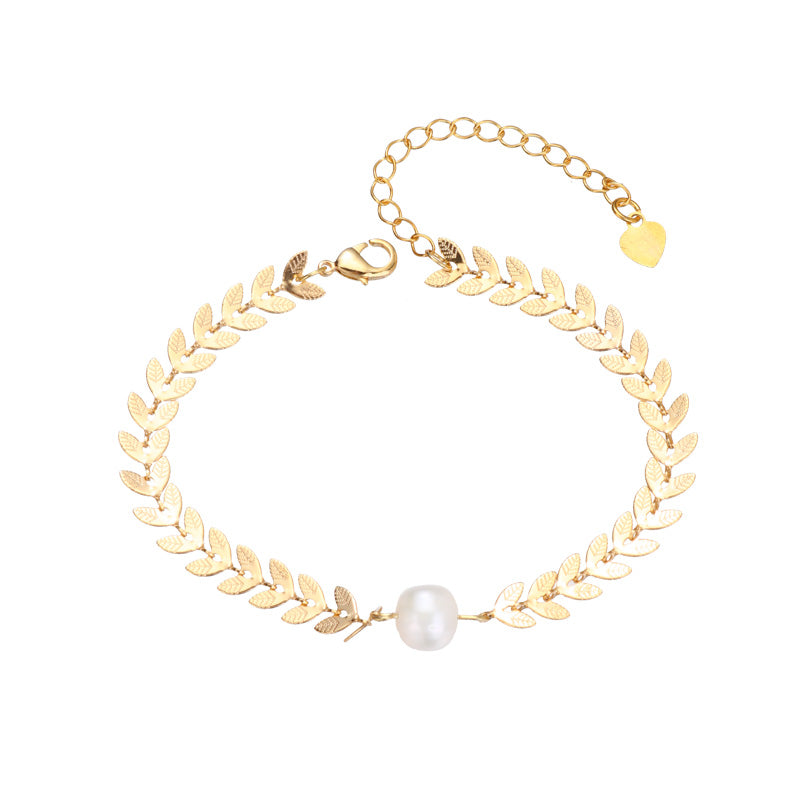 S2153C1 Pearl Bangle Hand Chain Bracelet simple elegant fine handmade gifts