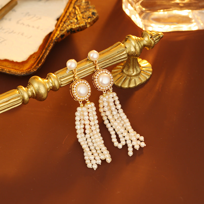 S4599E1 Pearl Long Earrings Stud Ear Accessories with tassels fashion handmade gifts
