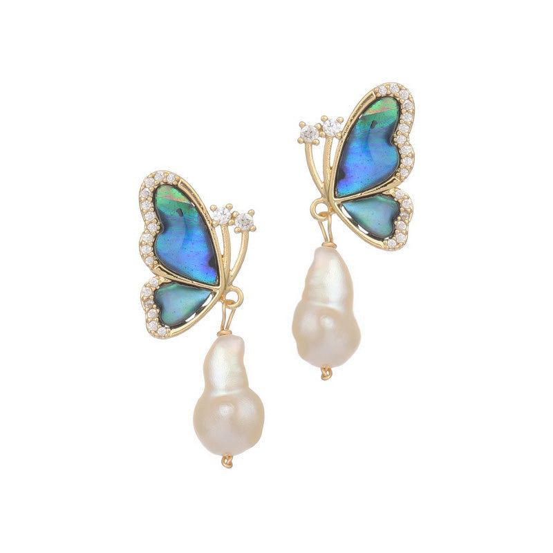 S4698E1 Pearl butterfly Earrings Stud Ear Accessories fine handmade gifts