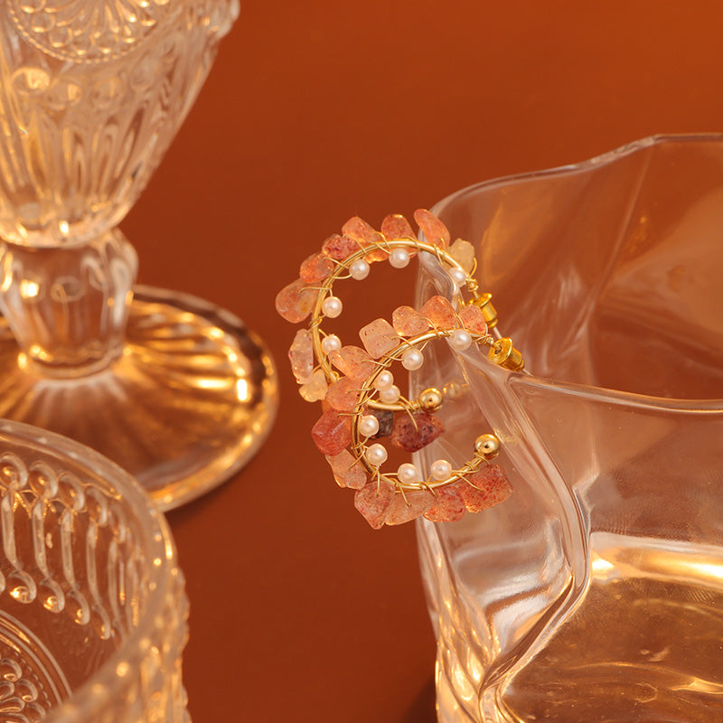 S4422E1 Natural stone Flower  earrings Stud Ear Accessories fine handmade gifts
