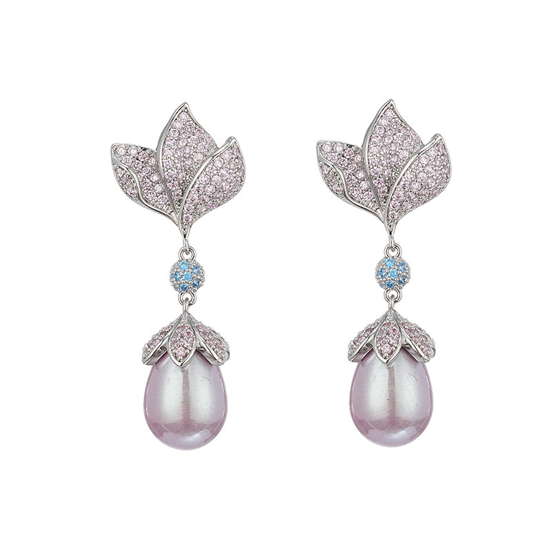 S5057E1 Iridescent Flower Shadow Earrings