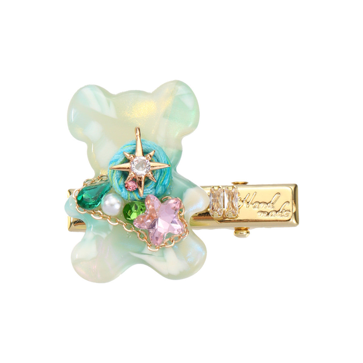 S2958H1 Hair Pin Rainbow Sweetheart Bear