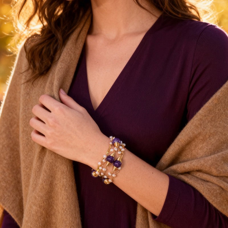 S2994N1 Amethyst Necklace Sweater Long Chain Choker Gift