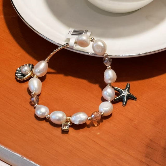 S2212C1  Pearls  Bangle Hand Chain Bracelet simple elegant fine handmade gifts