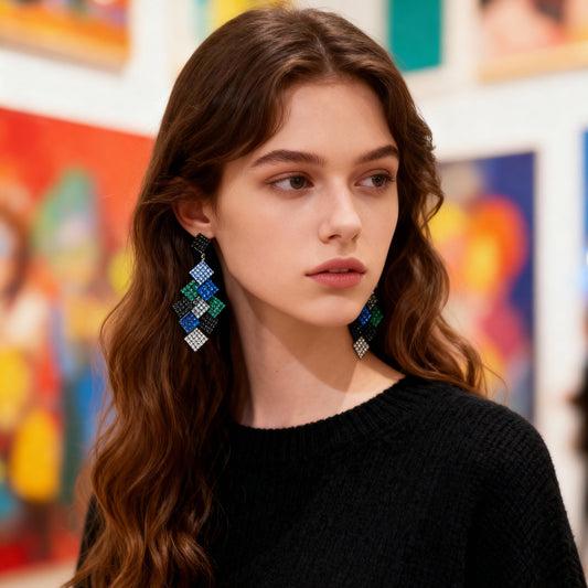 S4438E1 geometric Earrings Stud Ear Accessories fine handmade gifts