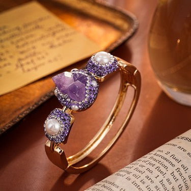 S2006W1  Amethyst Pearl Bangle Hand Chain fine handmade gifts