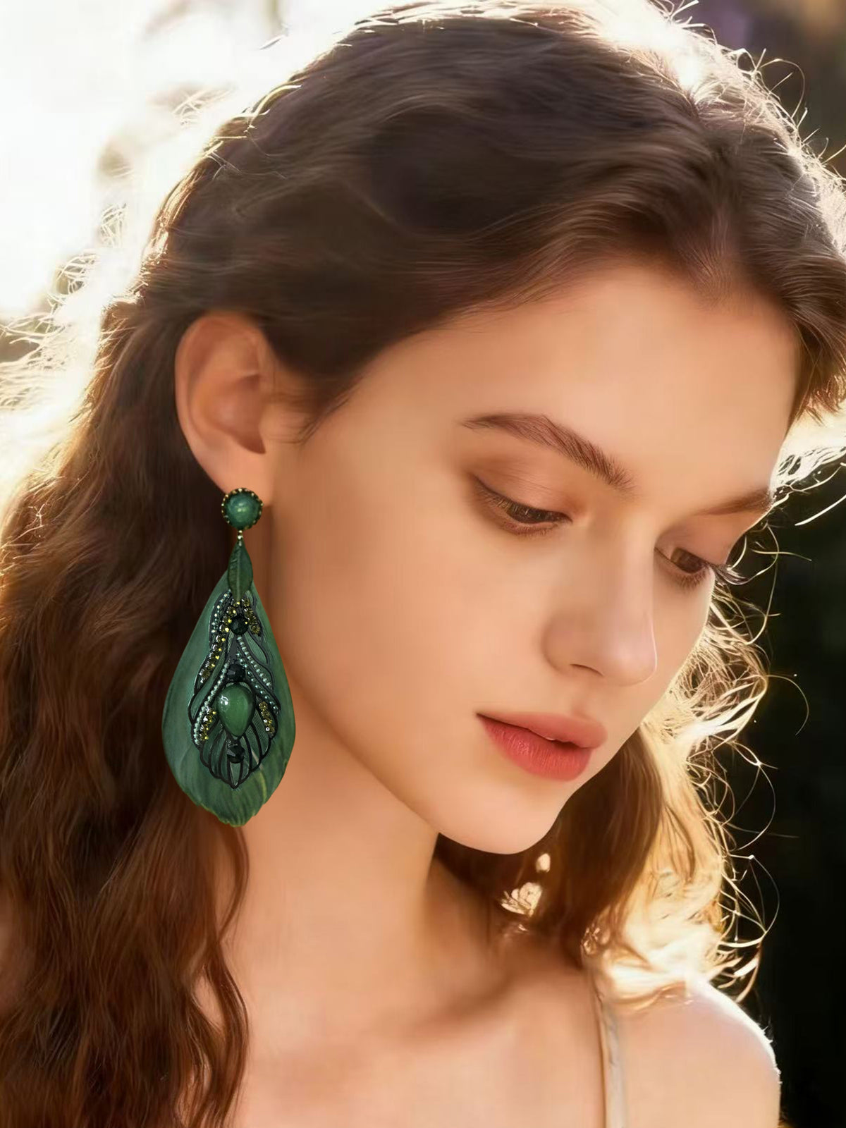BW2505479 Peacock Plume earrings