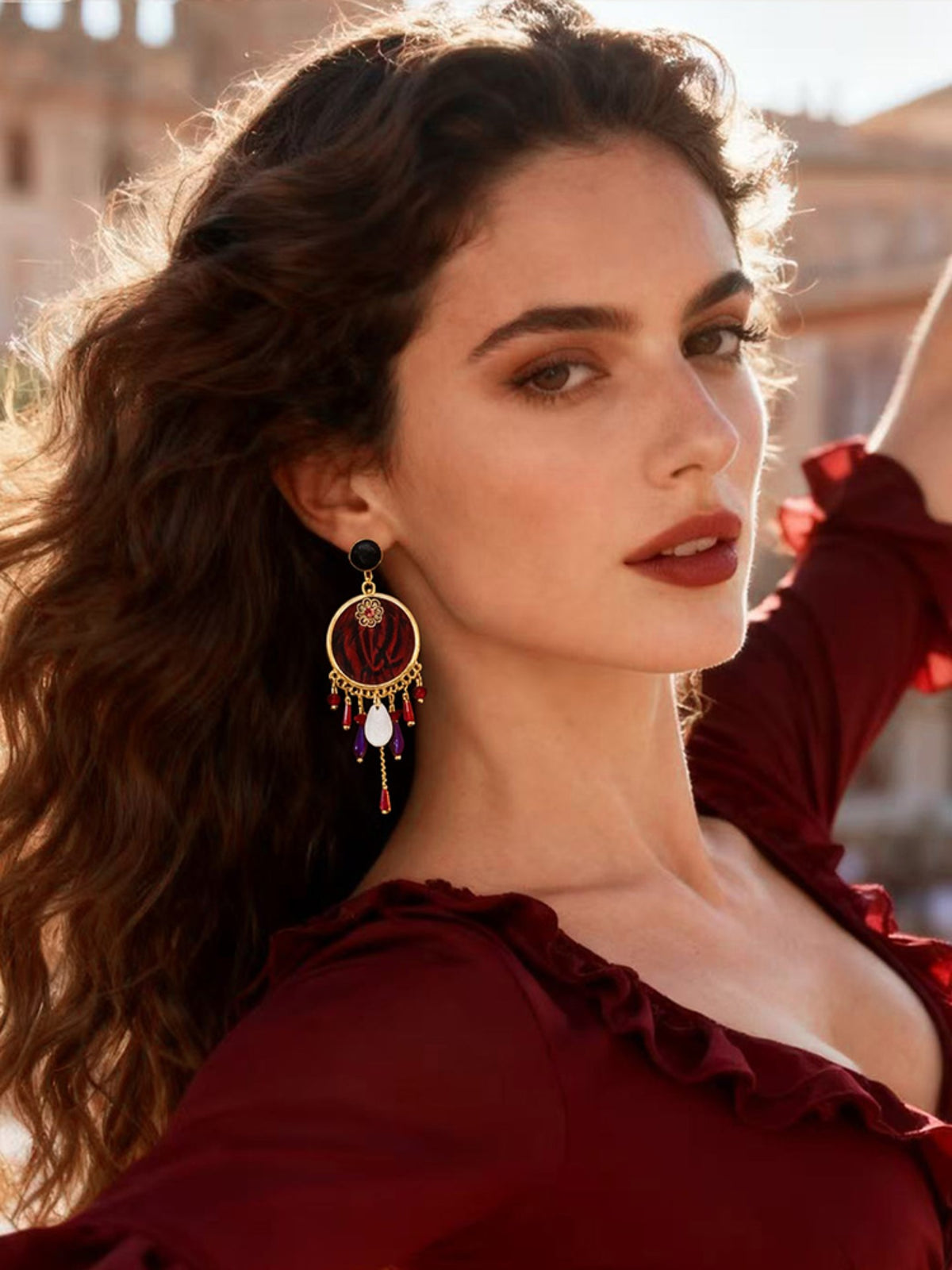 BW4018190 Crimson Medallion earrings