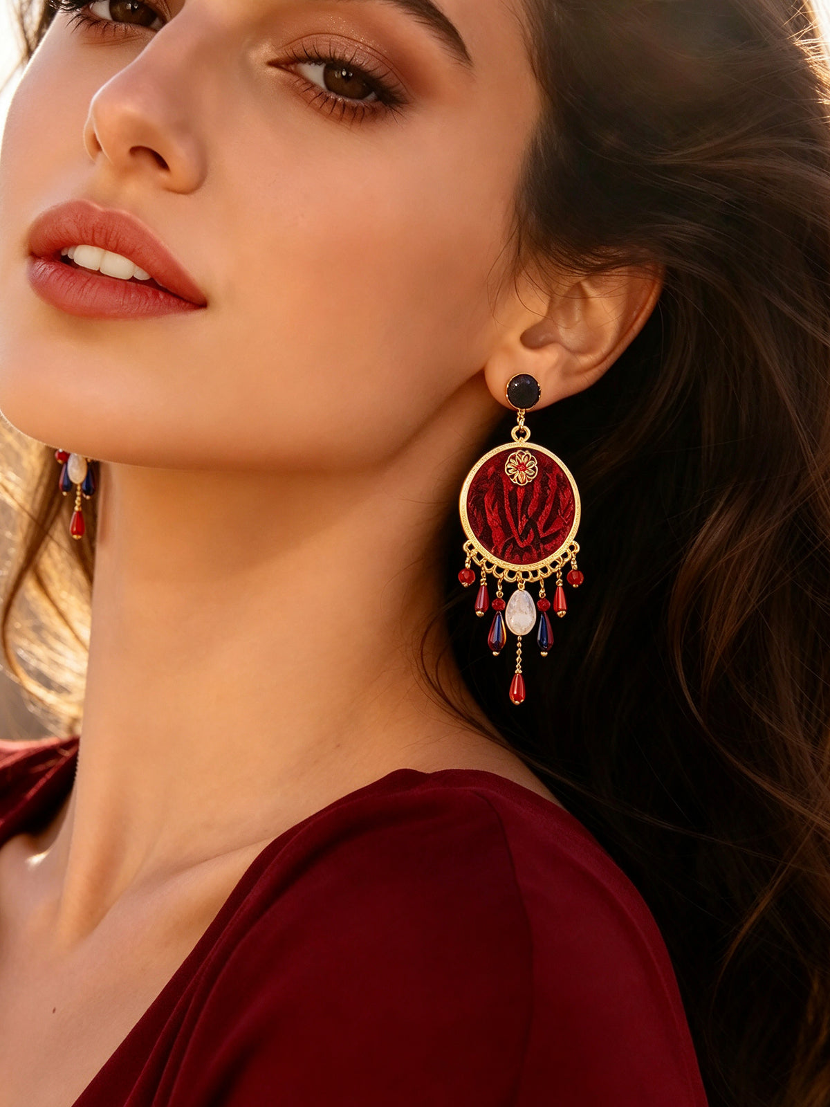 BW4018190 Crimson Medallion earrings