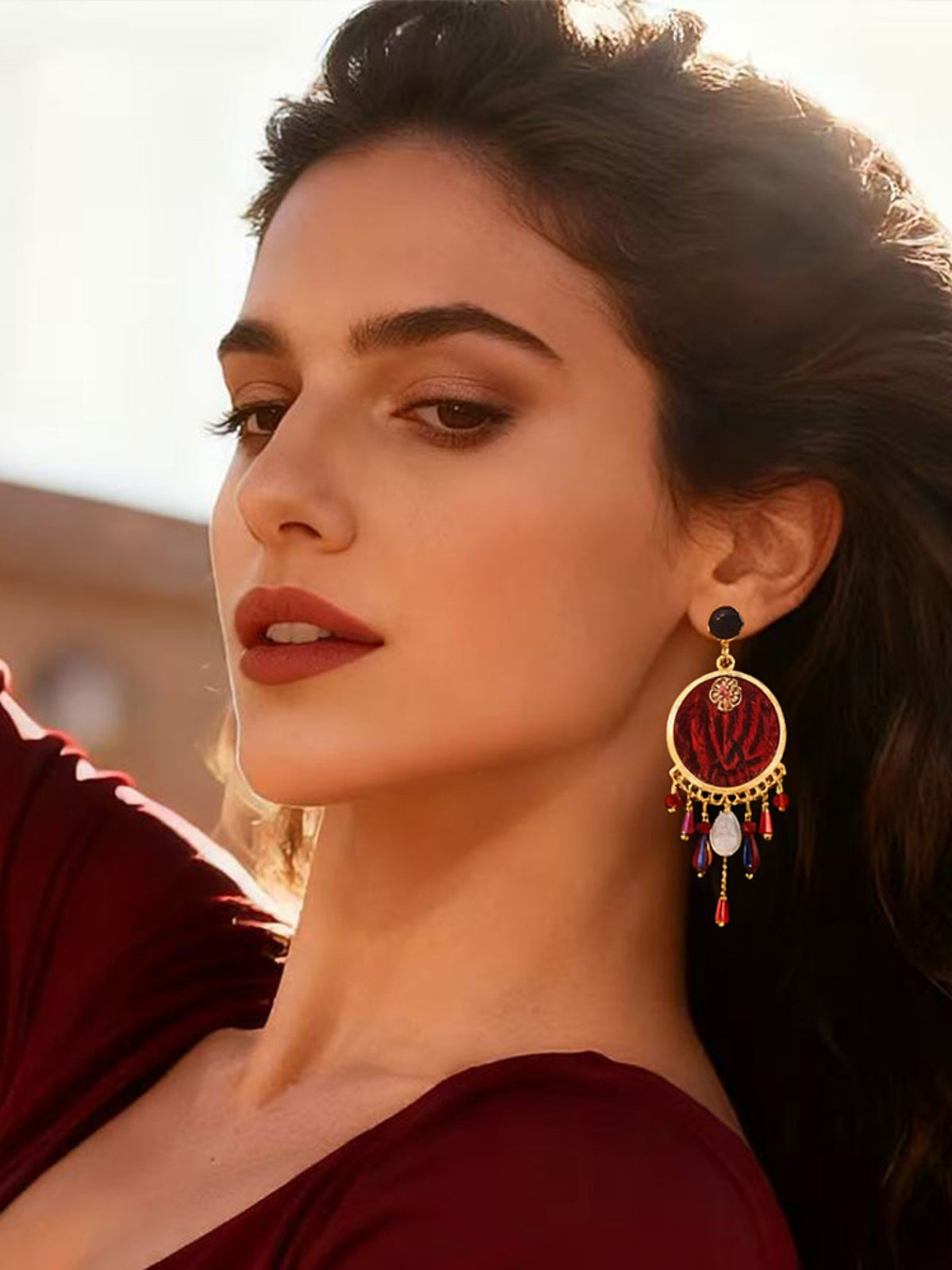 BW4018190 Crimson Medallion earrings