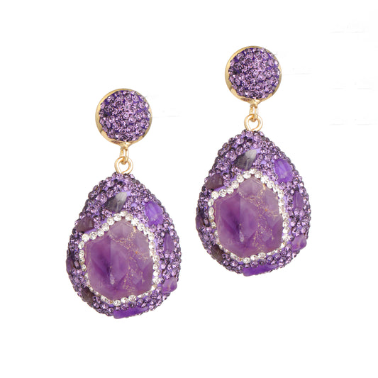 S4596E1 Amethyst earrings Stud Ear Accessories fine handmade gifts