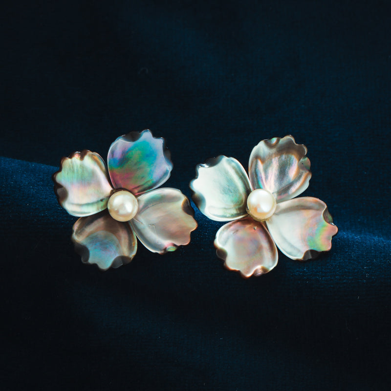 S4495E1  Pearl Flower  Earrings Stud Ear Accessories fine handmade gifts