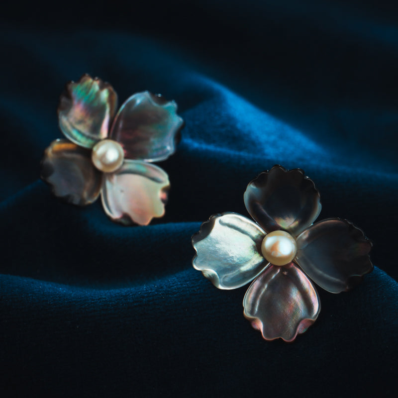 S4495E1  Pearl Flower  Earrings Stud Ear Accessories fine handmade gifts
