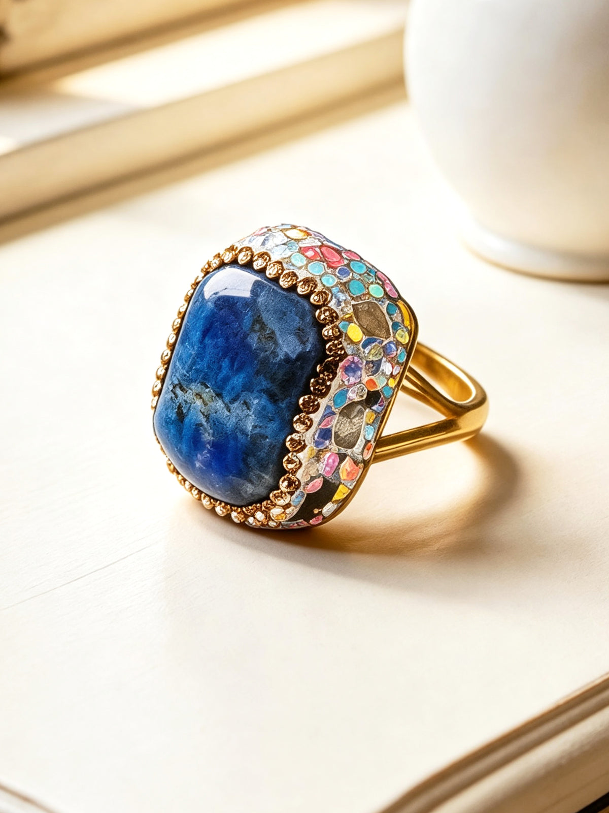 S0423M1 Lapis Mosaic ring