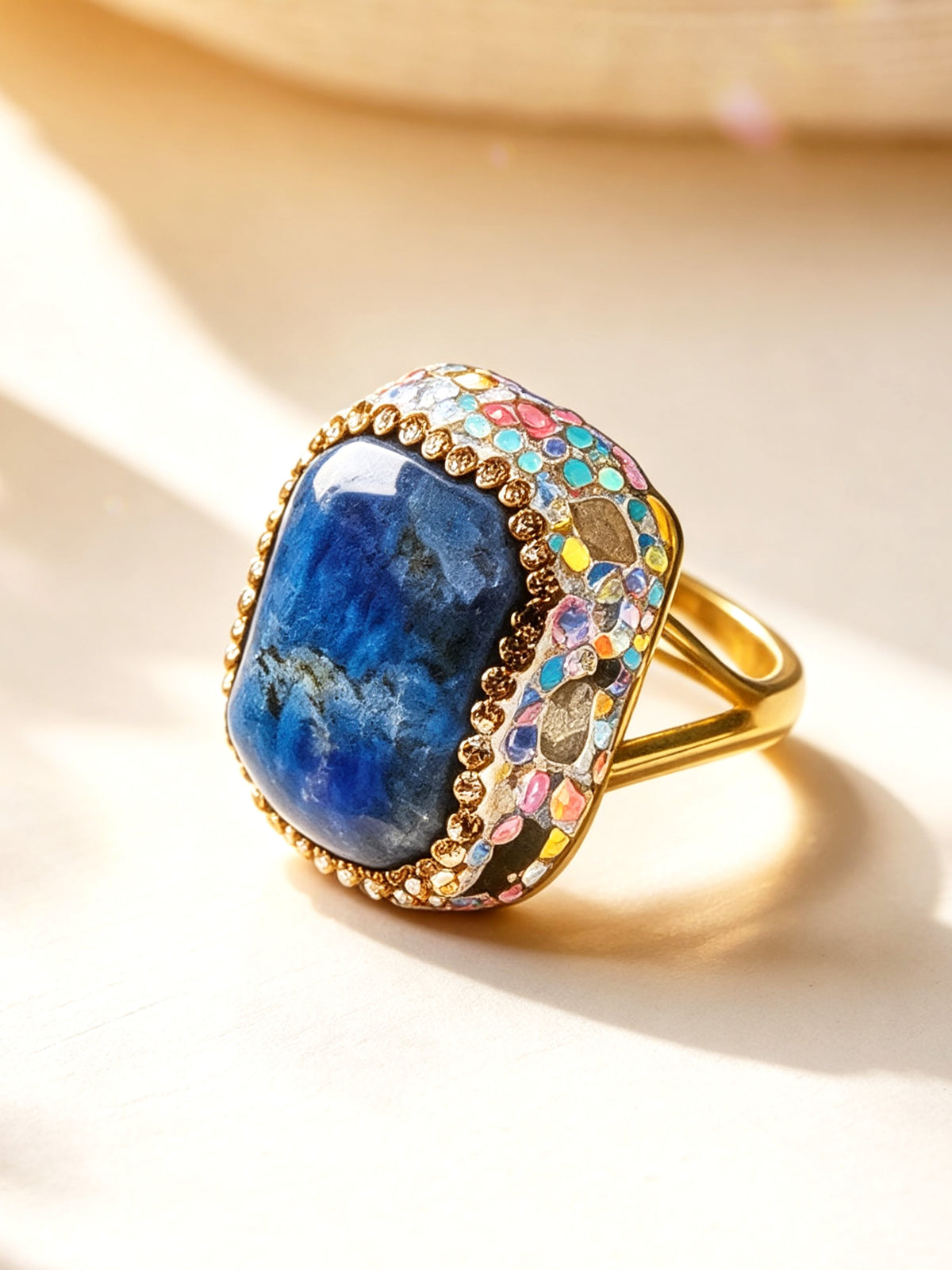 S0423M1 Lapis Mosaic ring