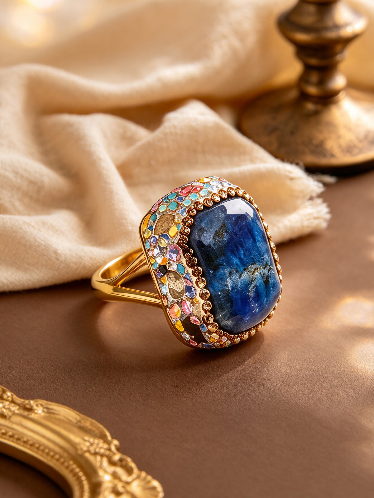 S0423M1 Lapis Mosaic ring