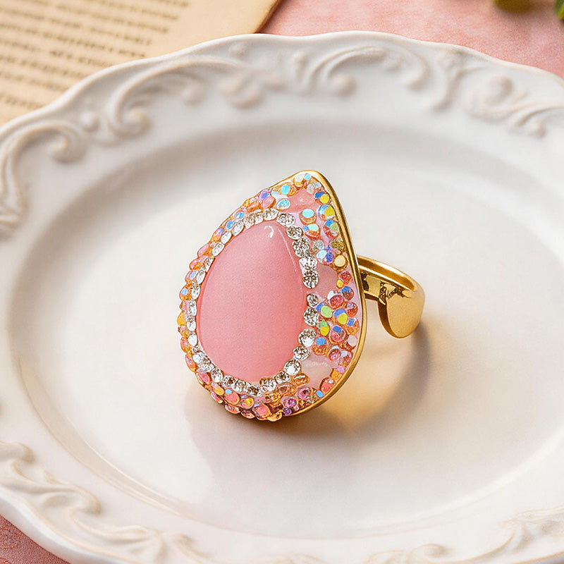 S0424M1 Pink Teardrop ring