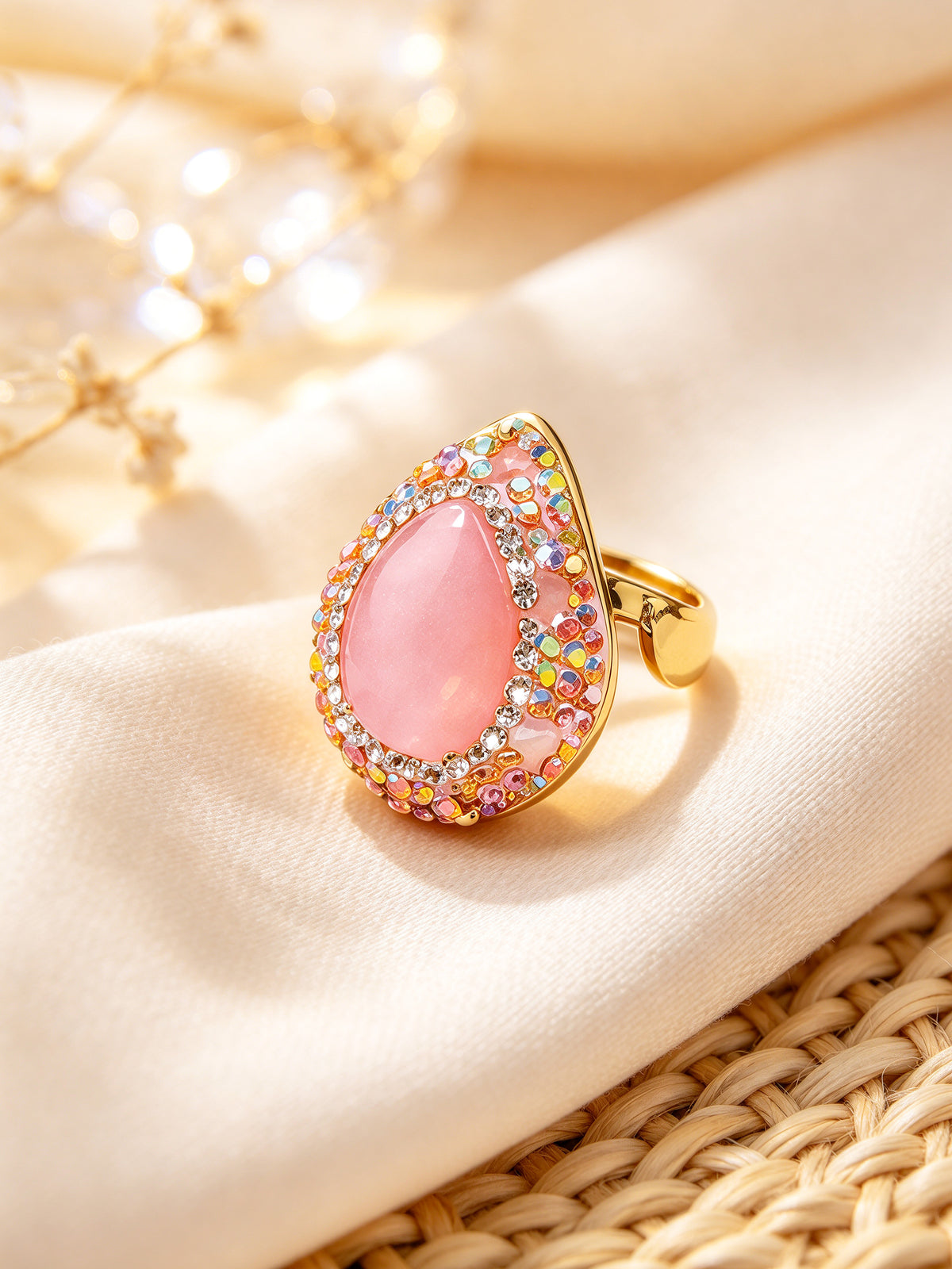 S0424M1 Pink Teardrop ring