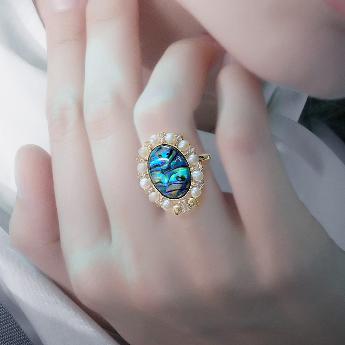 S1967R1 Abalone Halo ring