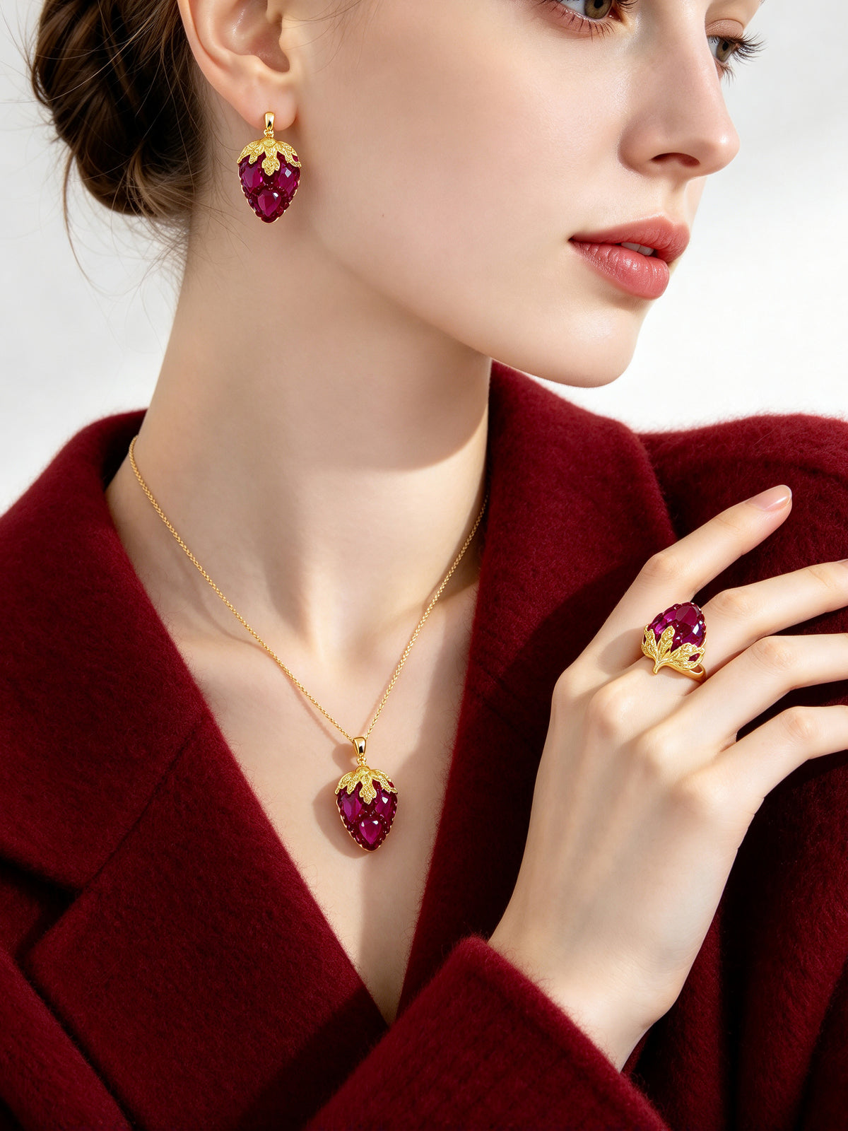 S1998S1 Ruby Strawberry jewelry set